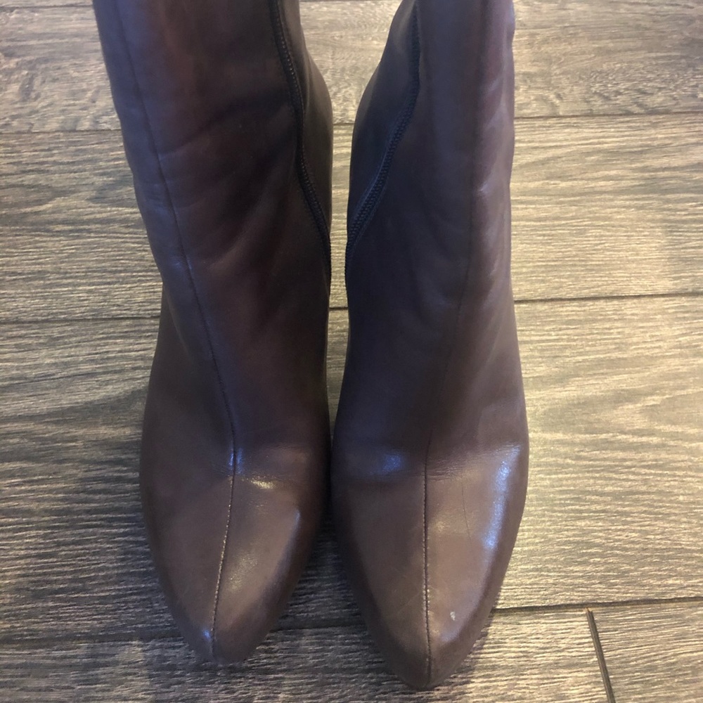 Guess, brown, leather, booties